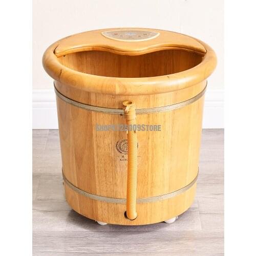 Foot Soaking Bucket Wooden Heating Constant Temperature Foot Soaking Basin Automatic Massage Foot Bath Bucket Household Wooden B