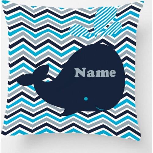 Customized Name Printed Throw Pillowcase Whale Pattern Decorative Cushion Cover Gift By Lvsure For Car Sofa Seat