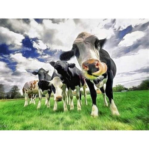 Full Square/Round Diamond Painting New Arrival Farm Milk Cow Handmade Gift Diamond Embroidery Animal Home Decor