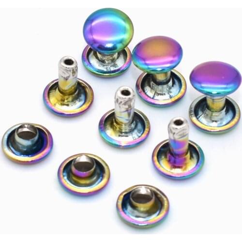 Rainbow Rivet 8mm Double Round Cap Rivet Iron Button Rapid Rivet DIY Leather Craft Sewing Accessories Purse Handbag Bag Hardware