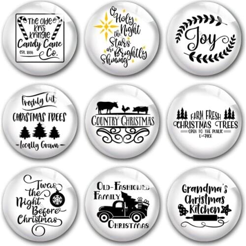 Handmade Christmas X-Mas Family Joy Light Tree Round Photo Glass Cabochons Demo Flat Back DIY Jewelry Making Findings Accessory