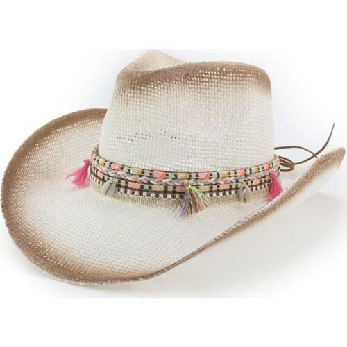 Sun hats western cowboy panama wide brim men women hats with band belted casual vintage hip hop street khaki camel women hats