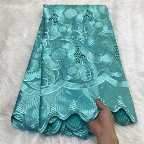 Swiss lace fabric latest heavy beaded embroidery African 100% cotton fabrics Swiss voile lace popular Dubai style 5 yard