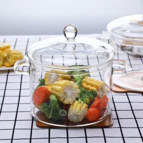 Glass Saucepan Stove Pot For Kitchen Transparent Soup Pots With Lid Noodle Bowl Cooker Cooking Tool Kitchen Accessories Cookware