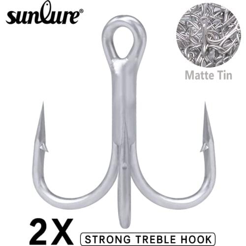 Sunlure 10pcs/lot High-Carbon Steel Saltwater Fishing Hooks 2X High Strength Hooks 2/0#-1/0#-1#-2#-4#-6#-8# Matte Tin Hooks