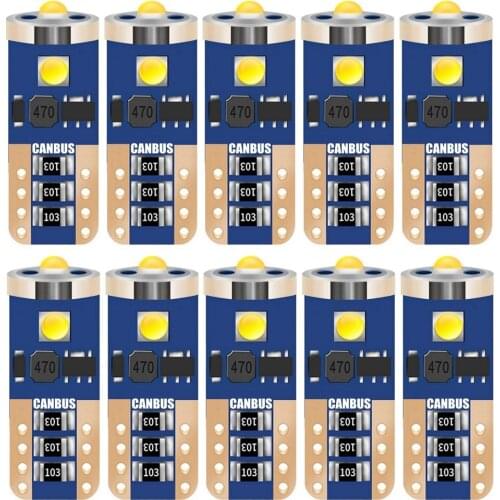 10Pcs T10 W5W WY5W 501 2825 168 Super Bright LED Bulbs Canbus Auto Marker Lamp Wedge Tail Side Bulb Car Goods White Red Yellow
