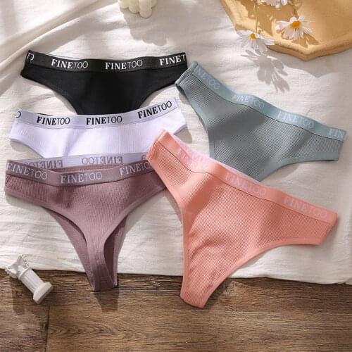 FINETOO 1/2/3pcs Womens Cotton Panties Lingerie Female Underpants Sexy Briefs Thong G-String Intimates T-Back Pantys