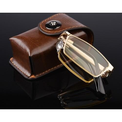 High-end Folding Anti Blue Ray Reading glasses men Foldable Glasses With Case Presbyopic Eyeglasses +1.0+1.5+2.0+2.5+3.0+3.5+4.0