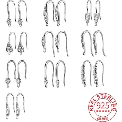 MEETSOFT S925 Sterling Silver Semi finished Multiple styles Zircon Ear hook of DIY handmade Fine Jewelry Accessory wholesale