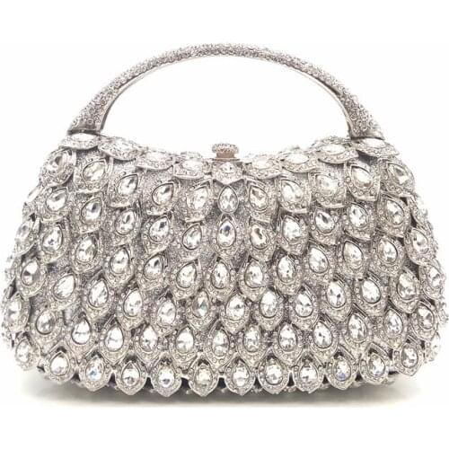 Female High Quality Rhinestone Diamond Evening Clutch Bag For Women Luxury Wedding Purse Handbag Gold Silver Bridal Purse Bag