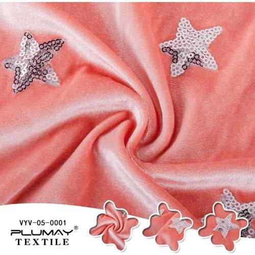 Star sequin embroidery korea velvet fabric for women clothing by half(1/2) yard