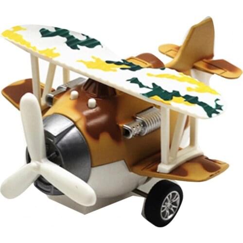 1Pcs LED Light Cartoon Double Wing Pullback Glider Airplane Model Kids Toy with Sound Collectible Gift Decoration