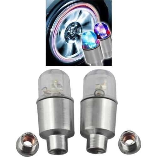 2 Pcs Car Motorcycle Wheel Tire Tyre Valve Cap Neon Strobe LED Light Kit