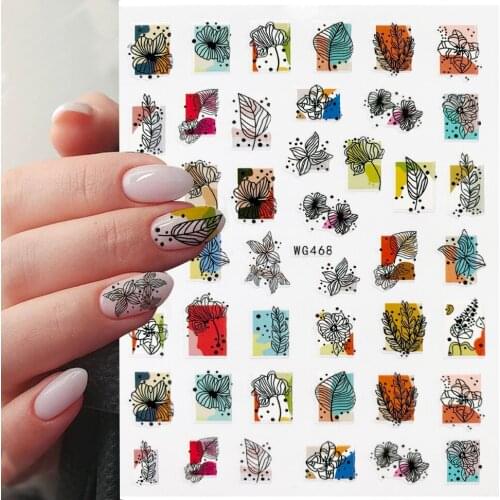 1pcs Flowers Leaves 3D Nail Sticker christmas 2020 new years sliders decals Manicure Decor nail supplies for professionals