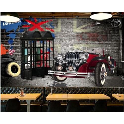 3d wall murals wallpaper for living room Nostalgic British telephone booth classic car home decor photo wallpaper for walls 3 d