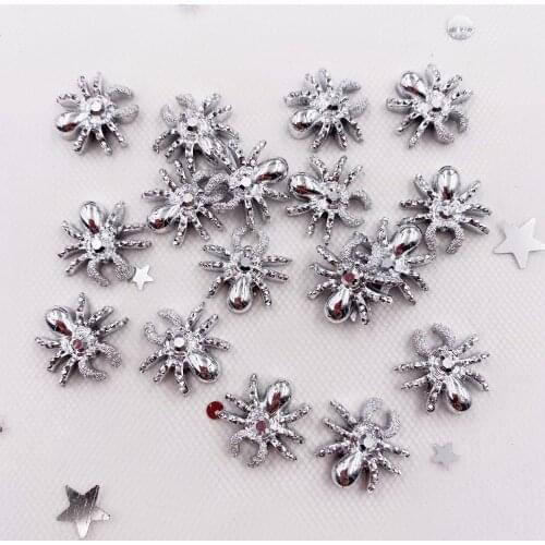60pcs Delicate Silver Spider Flatback Rhinestone Applique DIY Christmas Scrapbook Jewelry Stone Craft SF005
