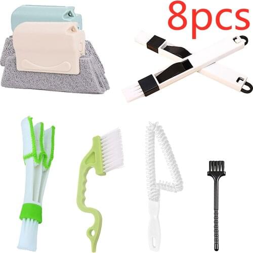 8pcs/1 set Creative Window Groove Cleaning Cloth Window Cleaning Brush Windows Slot Cleaner Brush Clean Window Slot Clean Tool