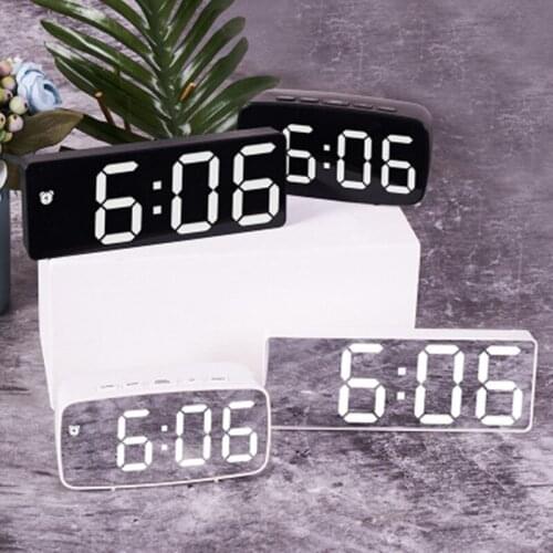 Acrylic/Mirror Alarm Clock LED Digital Clock Voice Control Snooze Time Temperature Display Night Mode Digital Alarm Clock