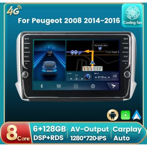Android 11 4G LTE DSP RDS Car Radio Auto Multimedia DVD Player For Peugeot 2008 GPS Navigation Auto carplay IPS BT