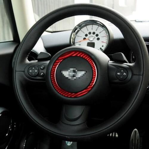 Genuine Carbon FiberCar Steering Wheel Center Cover Trim Sticker Fit For BMW MINI R55 R56 /COUNTRYMAN R60 /PACEMAN R61 2007-2013
