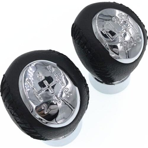 Free Shipping 5 6 Speed Leather Chrome Gear Shift Knob For Mazda 6 5 3 Lever Stick Handle Head Car Styling Accessories