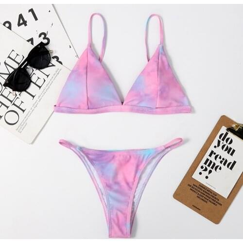 6 Colors Bikinis 2021 Mujer Swimsuit Women Tie-dye maillot de bain femme Brazilian Bikinis Thong Swimwear Summer Bather Suit