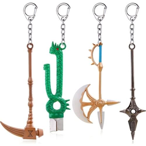 Anime The Seven Deadly Sins Keychains Weapon Escanor Rhitta Key Holder Nanatsu no Taizai Axe Ring Cosplay Props Pendant Jewelry