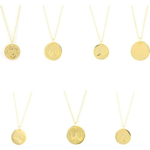 BOAKO One Piece Necklace For Women Collares Para Mujer Clavicle Chain Mothers Gift Jewelry Necklace Gold Round Pendant Collars