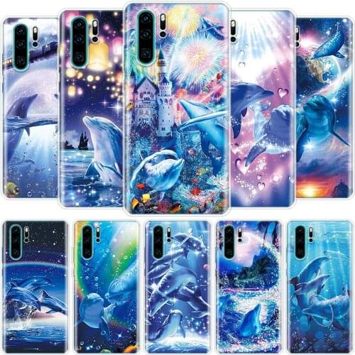 Sea Animal Cute Dolphin Cover Phone Case for Huawei P40 P30 P20 Mate 30 20 10 Pro P10 Lite P Smart Z 2019 Coque Shell Capa