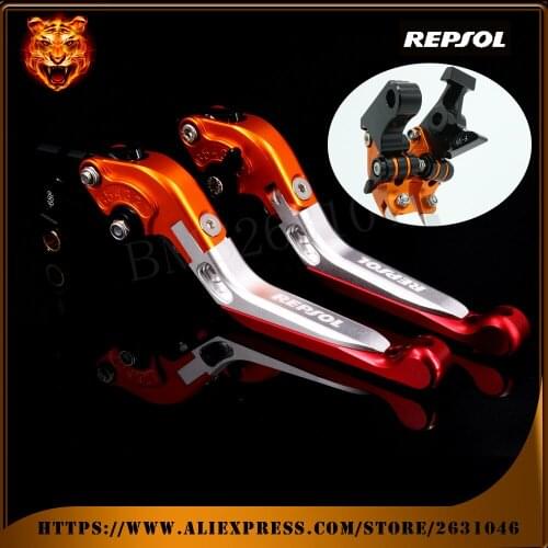 CNC SILVER Motorcycle Adjustable Folding Extendable Brake Clutch Levers REPSOL For HONDA CB919 2002-2007, CBR900RR 1993-1999