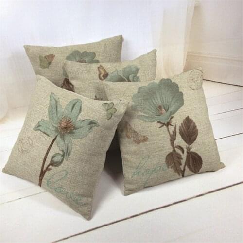 Flower Sofa Linen Cushion Cover Plant Pillow Case 18*18' Decorative Pillows Merry Christmas Party Gift Home Car Couch Pillowcase