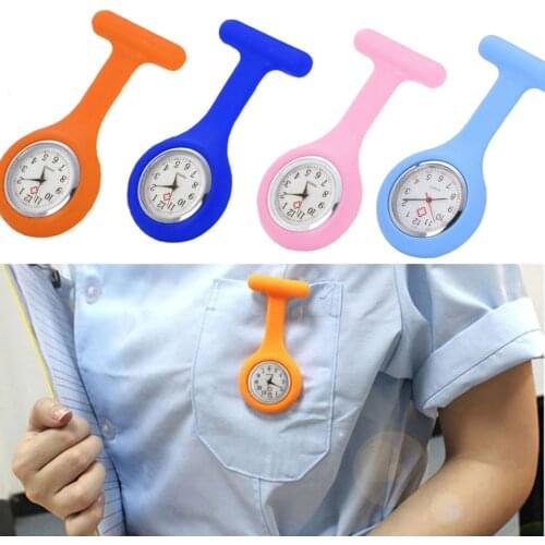 Childrens pocket watch silicone nurse watch brooch robe with free battery available for men and women pocket watch