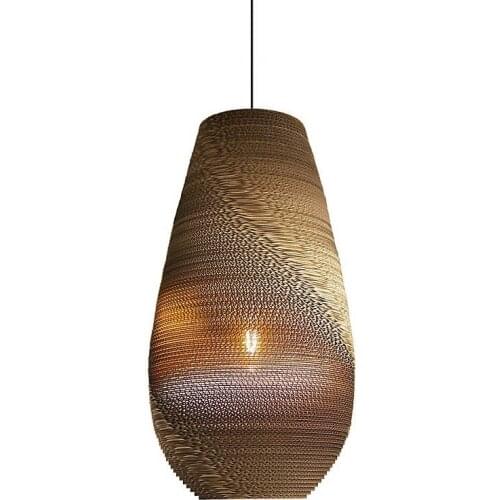 Long Oval Pendant Lights Brown Paper Pendant Lamp Tiffany Style Restaurant Coffee Bar Dinning Room Lighting Fixtures PL295