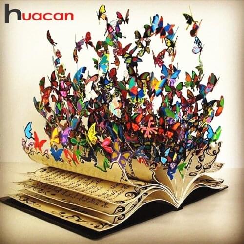 Huacan 5D Diamond Painting Full Square Drill Butterfly Book Diamond Art Diamond Embroidery Sale Animals Rhinestone Mosaic
