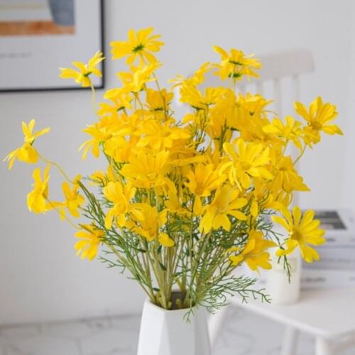 10 Pcs Yellow Artificial Sun flower Vases for Home Decor New Year Christmas Wedding Decorative Flowers Silk Daisy Bridal Bouquet