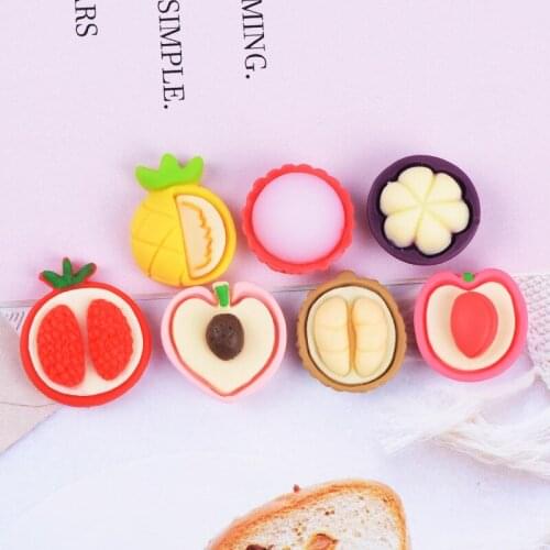 Kawaii Fruit Resin Cabochons Pineapple Strawberry Mangosteen Durian Apple 3D Colorful Cameo Embellishments Scrapbooking 20pcs
