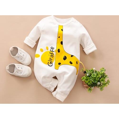 New born Baby Boy Clothes Cartoon Printing Giraffe Costume Newborn Romper Infant Jumpsuits Pajamas Babygrow Things Clothing