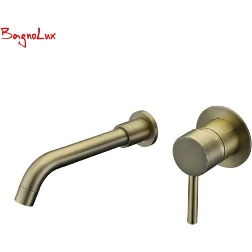 Bagnolux Includes 10 Yr Warranty Fixed Swivel Spout Wall Mounted Brushed Bronze Antique Bathroom Faucet - Less Rough-In Valve