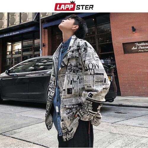 LAPPSTER Streetwear bomber Jacket Men 2020 Autumn Mens Fashions Casual Print Windbreaker Hip Hop Oversized Vintage Jackets Coats