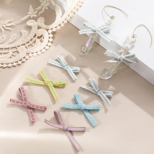 Cute Ribbon Ribbon Line Polka Dot Plush Fine Bow Hand-Woven DIY Hair Accessories Earrings Accessories Material 10pcs