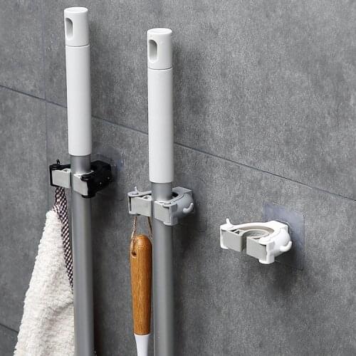 Multifunctional mop rack hook bathroom kitchen wall hanging mop clip storage rack hanging rack Storage of cleaning tools
