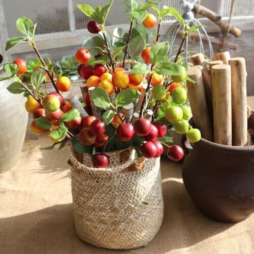 Simulation Fruit Apple Fruit Ornament Holding Flower Wall Fake Flower christmas free shipping