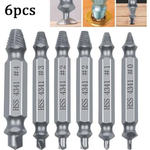6pcs Damaged Screw Extractor Drill Bit Set Easily Take Out Broken Screw,Bolt Remover Stripped Screws Extractor Demolition Tools