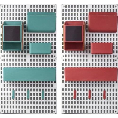 Wall Mount Pegboard Combination Home Kitchen Storage Shelving Organizer No Punching Peg Board Rack