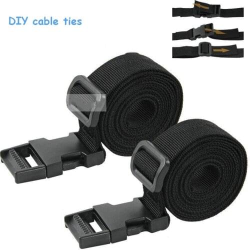 2pcs Wholesale ties 25mm*1.5M black cable tape Nylon Reusable Cable Ties cargo stap with buckle fix tighten cable fastener