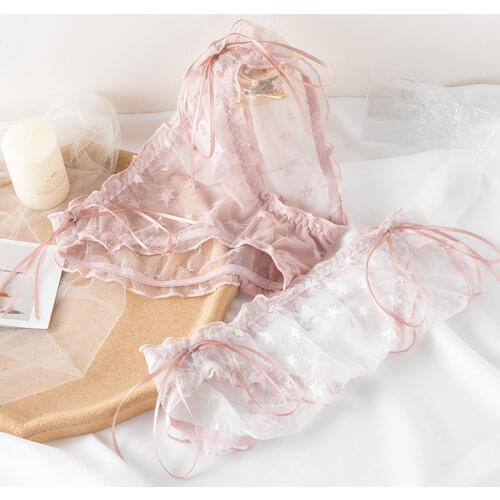 Glowing Future Star Sweet Fairy Sexy Underwear Women Transparent Lace Comfortable Girly Japanese Style Cotton Cute Underwear
