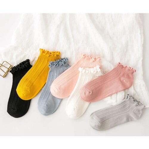 Frilly socks kawaii cute ankle japanese women cotton woman calcetines de la mujer meias mulher skarpetki damskie calcetas mujer