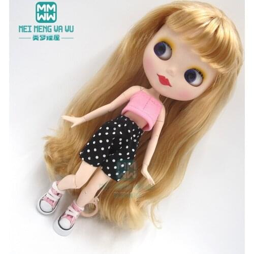 1pcs Blyth doll Clothes fashion Halter T-Shirt, Polka Dot Shorts 1/6 dolls Accessories