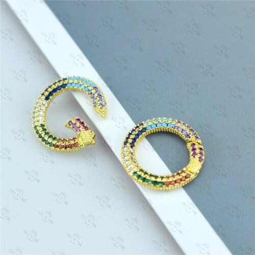 Wholesale Rainbow Zircon Round Buckle Accessories Bracelet Necklace Pendant DIY Exquisite Jewelry Making