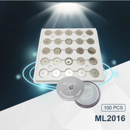 100pc Maxell Original ML2016 ML 2016 3v Li-Ion Lithium Ion Rechargeable Coin Cell Button CMOS RTC Battery Batteries